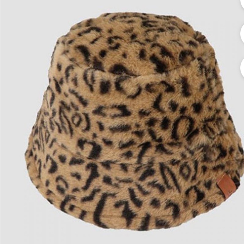 CoCopeaunts Large Bucket Hat, Faux Fur Animal Print - Picture 2 of 4